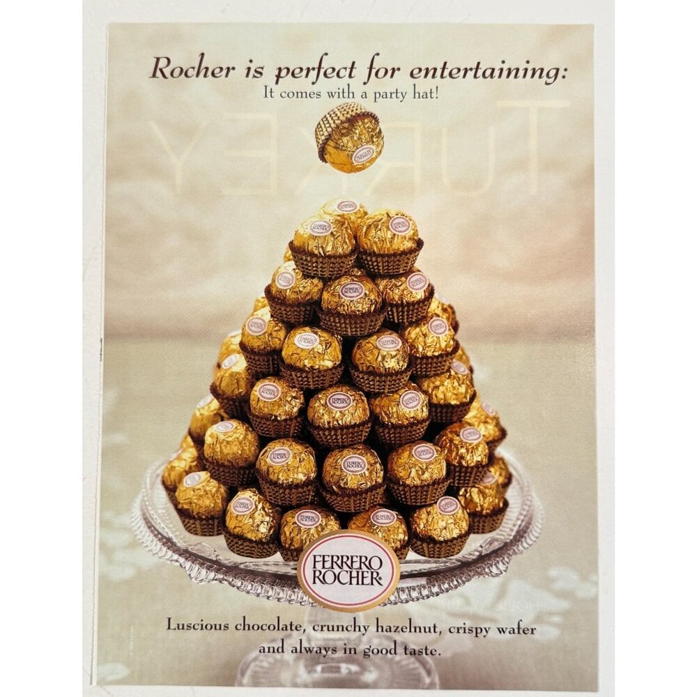 Vintage 2000 Ferrero Rocher Chocolate Candy Party Hat Advertisement Print Ad